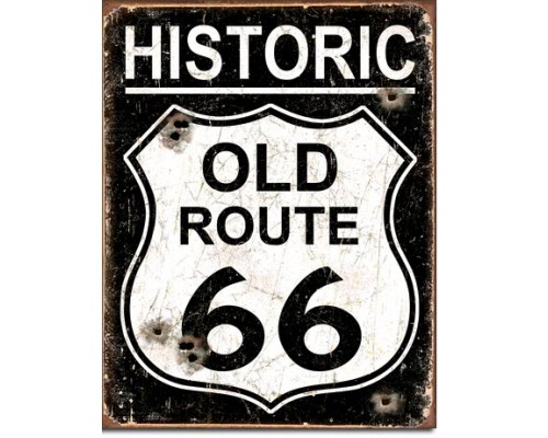 Enseigne Route 66 en métal  / Style antique